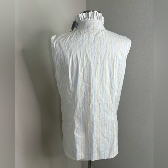 NEW TORY BURCH RUFFLE BUTTON SHIRT SLEEVES 10 - Picture 3 of 9